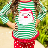 AL Limited Girls Christmas Holiday Santa Tunic Polka dot Pants Party